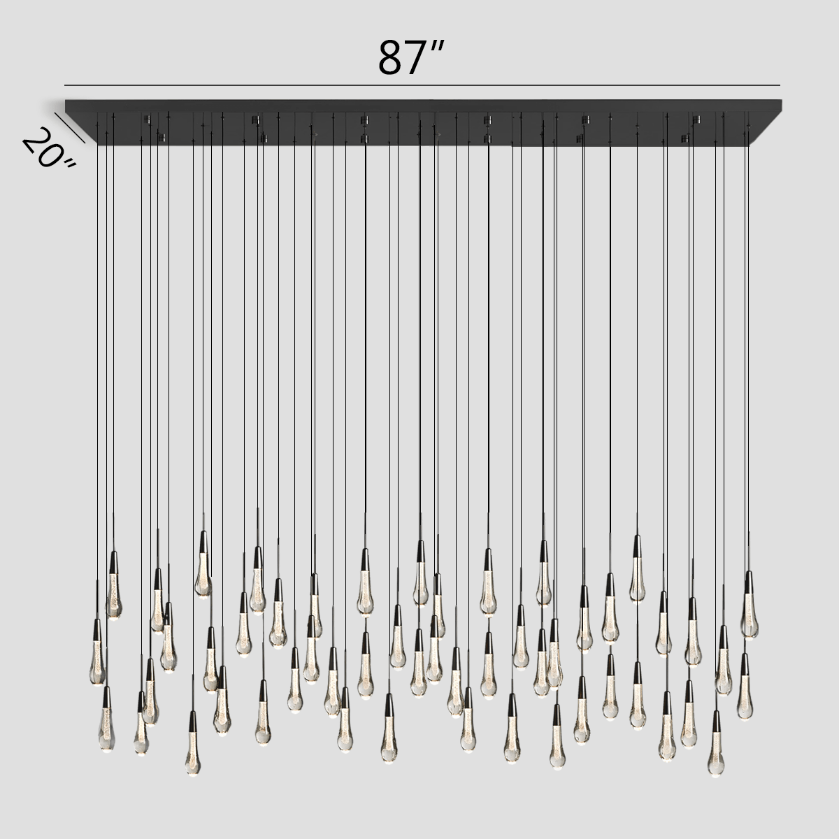 Soltaire Linear Chandelier 37'' 50'' 70'' 87"W 120"W by Franing - SHOP ALL,crystal chandelier,Ceiling,Island counter/dining room