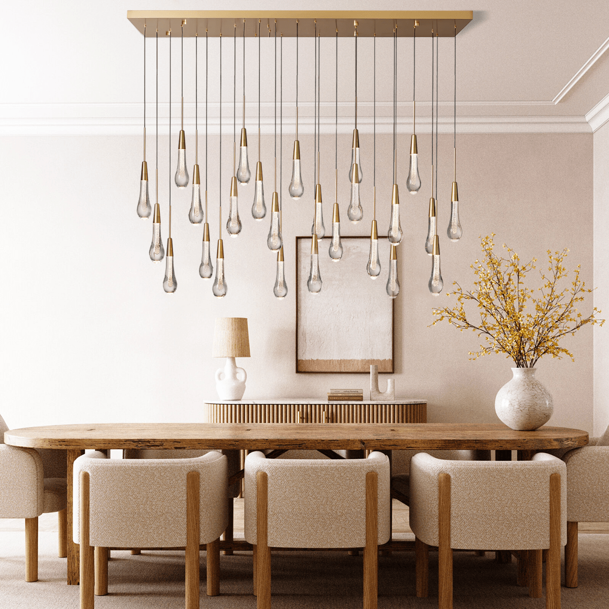 Soltaire Linear Chandelier 37'' 50'' 70'' 87"W 120"W by Franing - SHOP ALL,crystal chandelier,Ceiling,Island counter/dining room