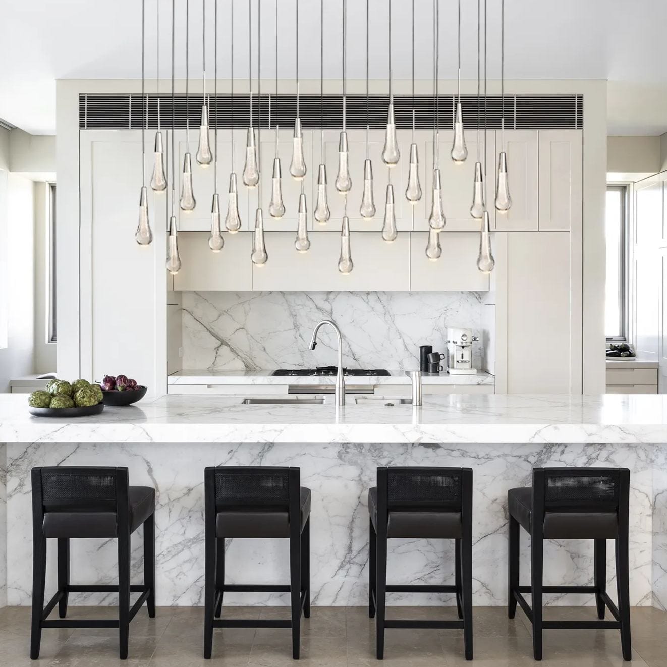 Soltaire Linear Chandelier 37'' 50'' 70'' 87"W 120"W by Franing - SHOP ALL,crystal chandelier,Ceiling,Island counter/dining room