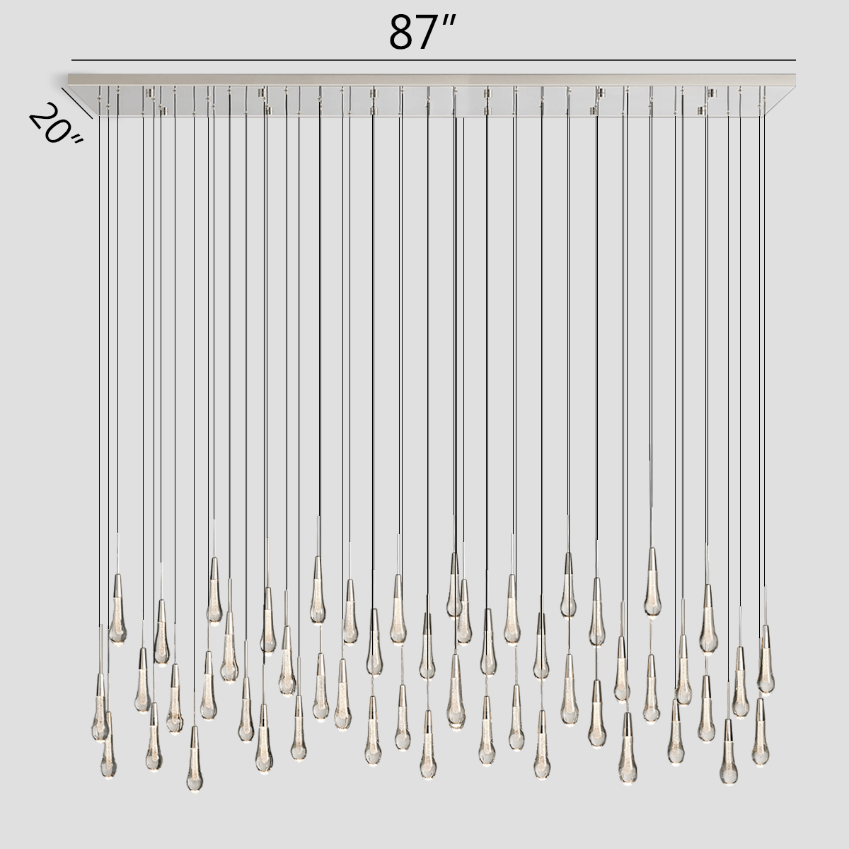 Soltaire Linear Chandelier 37'' 50'' 70'' 87"W 120"W by Franing - SHOP ALL,crystal chandelier,Ceiling,Island counter/dining room
