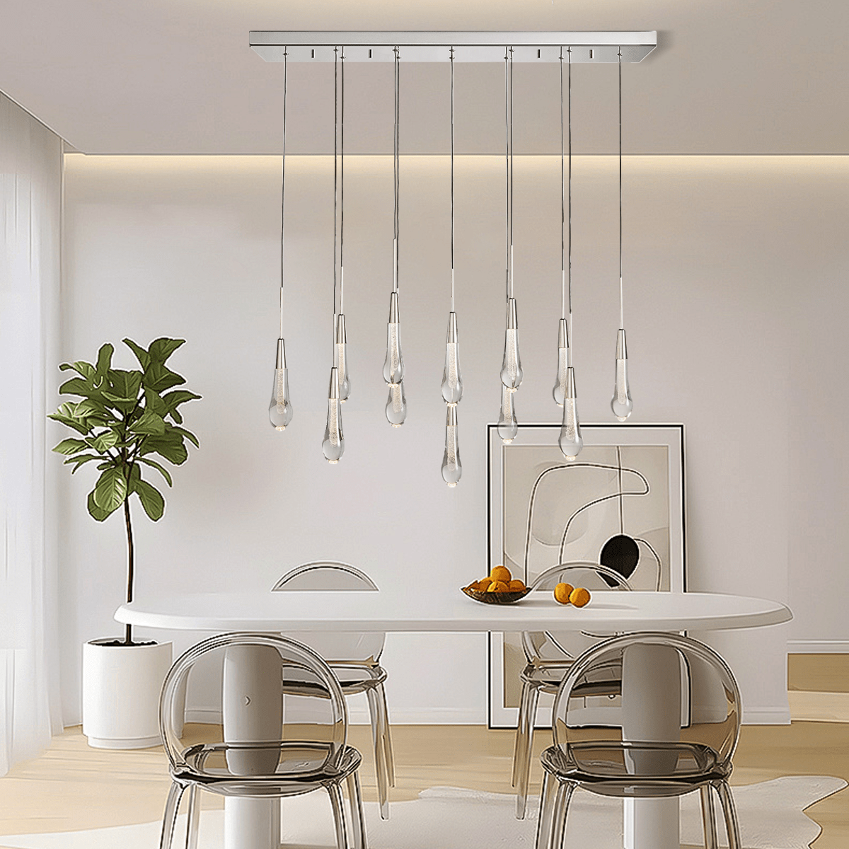 Soltaire Linear Chandelier 37'' 50'' 70'' 87"W 120"W by Franing - SHOP ALL,crystal chandelier,Ceiling,Island counter/dining room