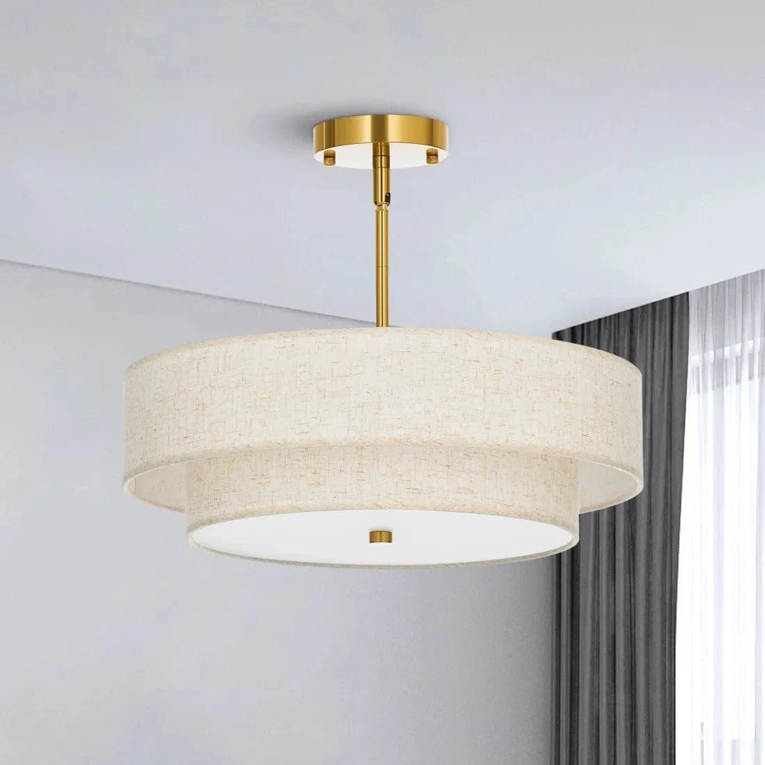 Stylish Drum Living Room Fabric Pendant Light by Franing - SHOP ALL, pendant，Farmhouse