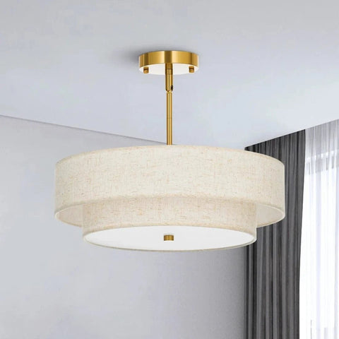 Stylish Drum Living Room Fabric Pendant Light by Franing - SHOP ALL, pendant，Farmhouse