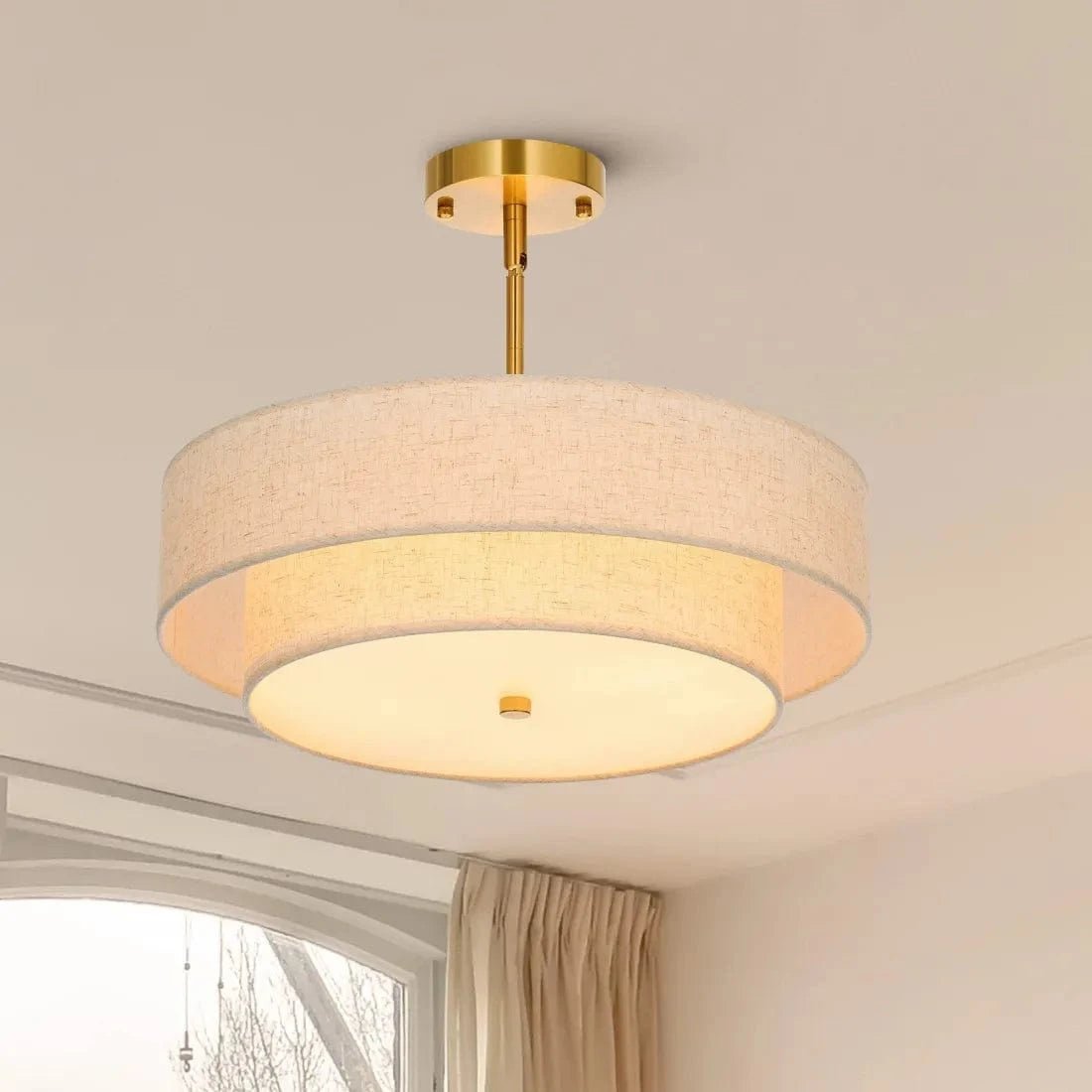 Stylish Drum Living Room Fabric Pendant Light by Franing - SHOP ALL, pendant，Farmhouse