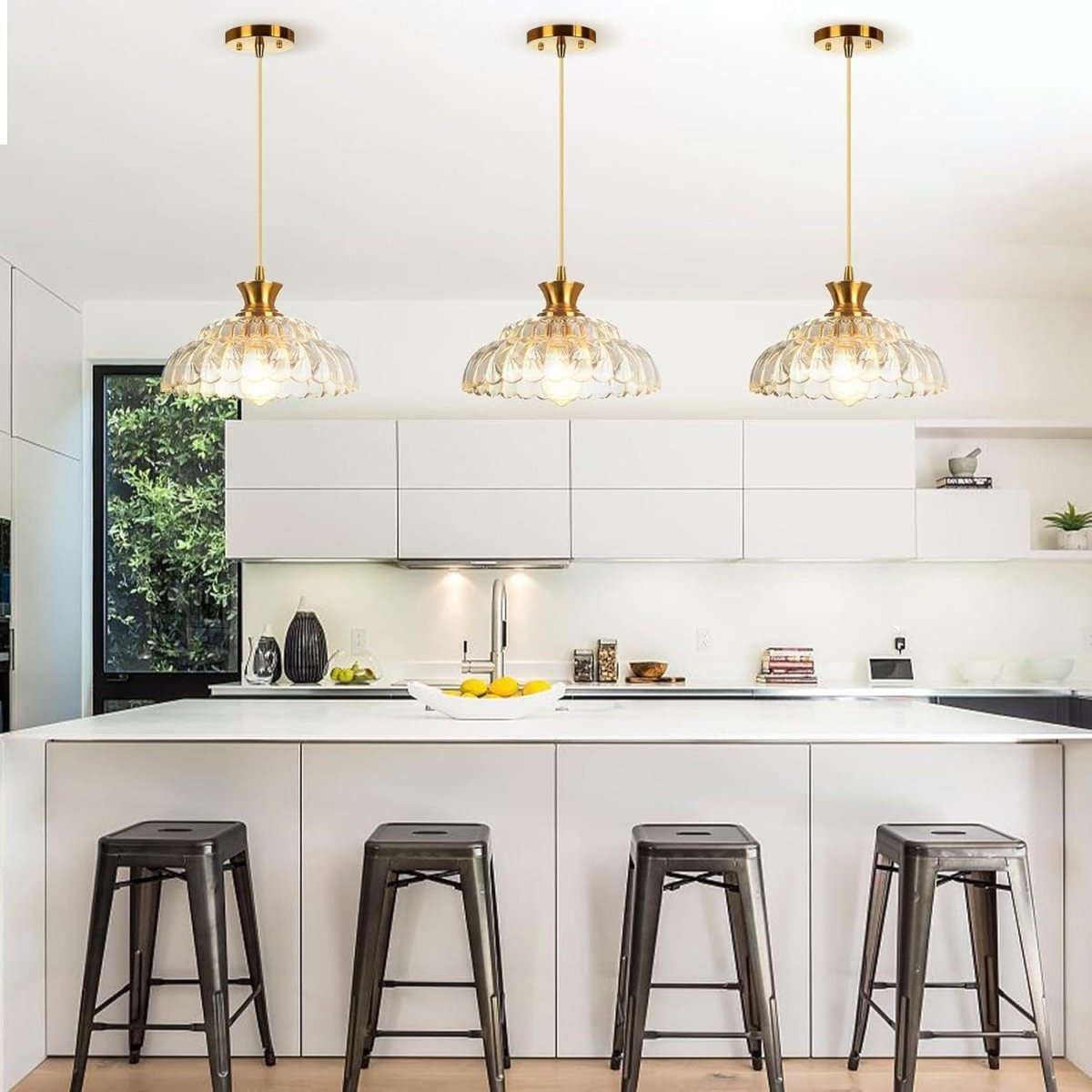 Vintage Gold Petal Glass Bedroom Light, Elegant Modern Fixture pendant by Franing - SHOP ALL，pendant，glass chandelier
