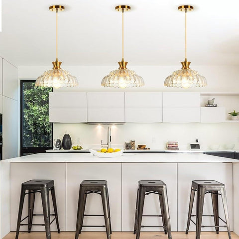Vintage Gold Petal Glass Bedroom Light, Elegant Modern Fixture pendant by Franing - SHOP ALL，pendant，glass chandelier