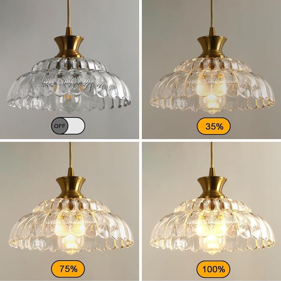 Vintage Gold Petal Glass Bedroom Light, Elegant Modern Fixture pendant by Franing - SHOP ALL，pendant，glass chandelier