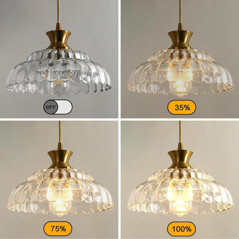 Vintage Gold Petal Glass Bedroom Light, Elegant Modern Fixture pendant by Franing - SHOP ALL，pendant，glass chandelier