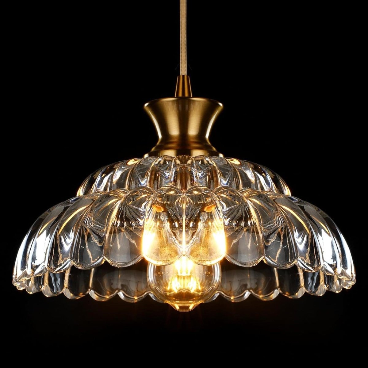 Vintage Gold Petal Glass Bedroom Light, Elegant Modern Fixture pendant by Franing - SHOP ALL，pendant，glass chandelier