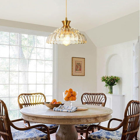 Vintage Gold Petal Glass Bedroom Light, Elegant Modern Fixture pendant by Franing - SHOP ALL，pendant，glass chandelier