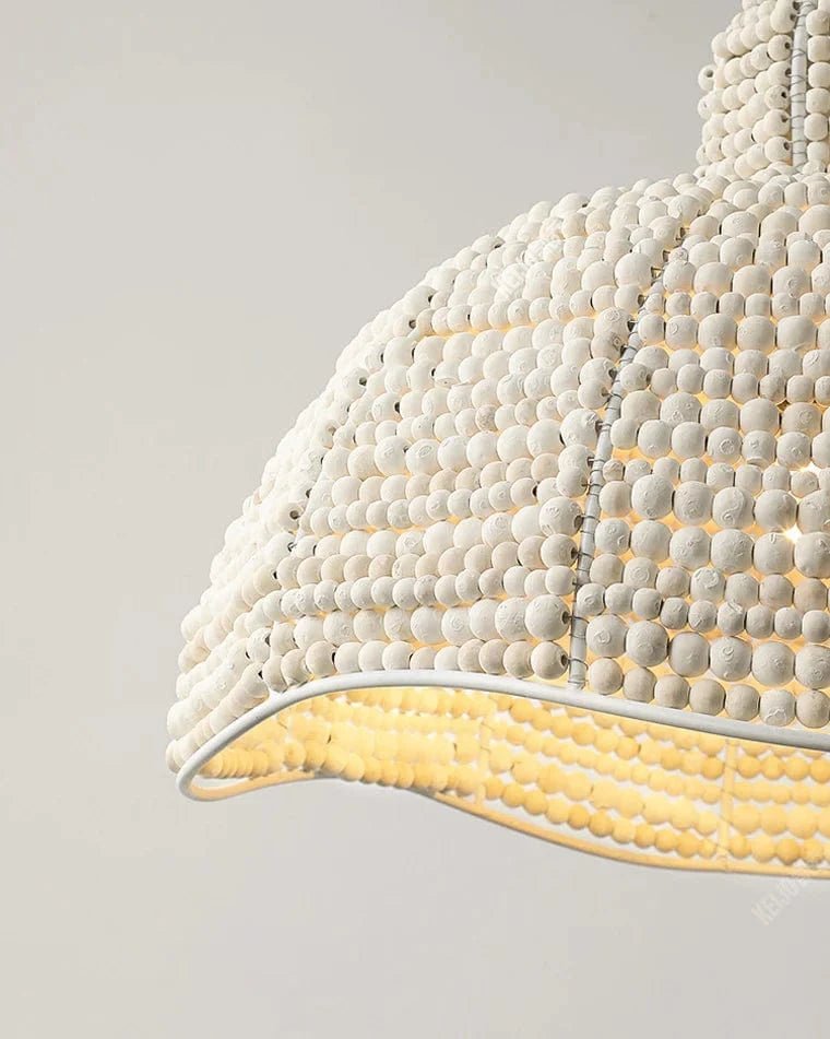 White Beaded Dome Pendant Light by Franing - SHOP ALL,Bohemian，Chandelier