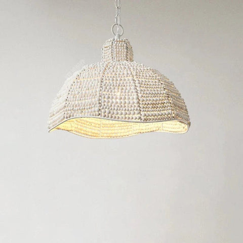 White Beaded Dome Pendant Light by Franing - SHOP ALL,Bohemian，Chandelier