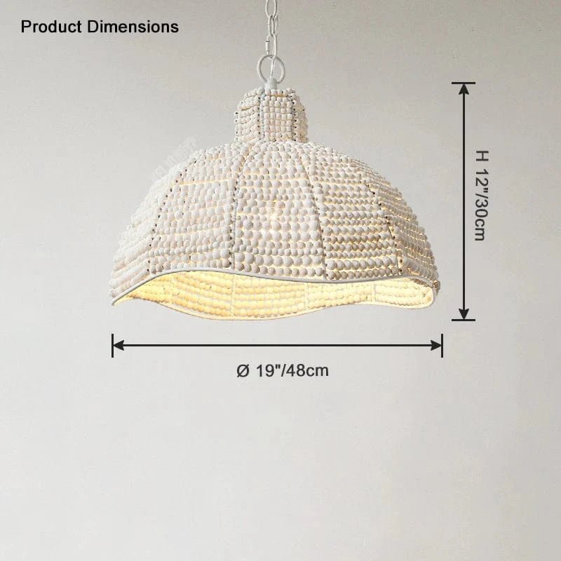 White Beaded Dome Pendant Light by Franing - SHOP ALL,Bohemian，Chandelier